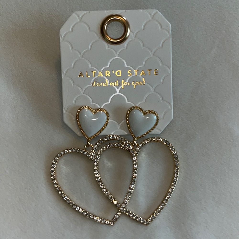 Never Worn Alter’d State Heart Earrings